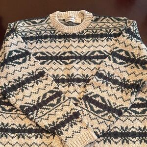 Cream Patterned Crewneck Sweater
